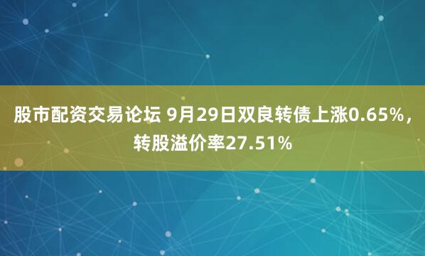 股市配资交易论坛 9月29日双良转债上涨0.65%，转股溢价率27.51%
